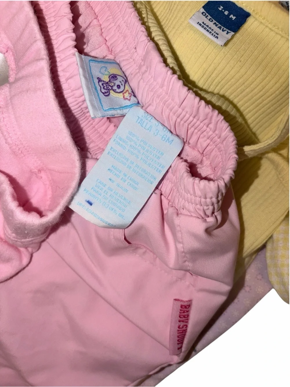 Vintage Y2K Baby Girl 0-6M 7pc Pink Yellow Purple Outfit Bundle Embroidered